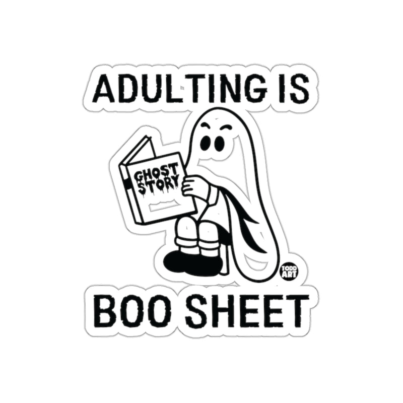 Load image into Gallery viewer, Adulting Is Boo Sheet Ghost Reading a Book Sticker

