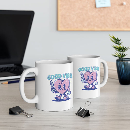 Good Vibes Cartoon Heart Character Mug product