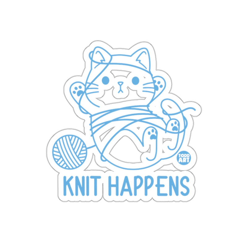 Load image into Gallery viewer, Knit Happens Cat Sticker Perfect for Crafters
