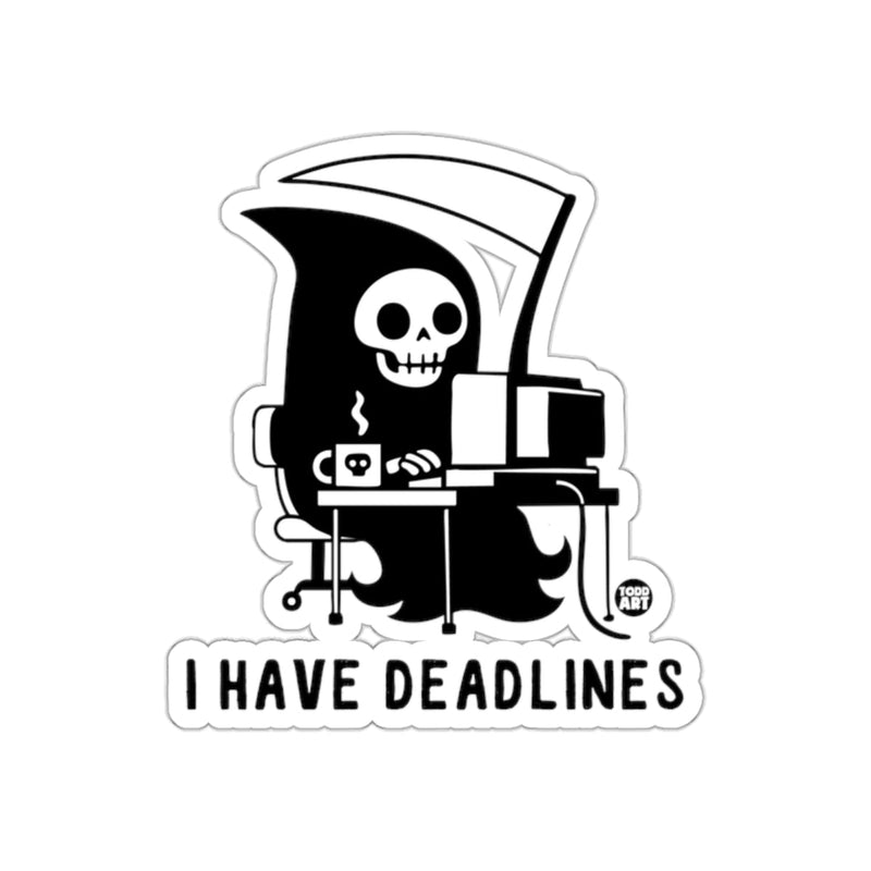 Load image into Gallery viewer, Grim Reaper I Have Deadlines Sticker for Laptops
