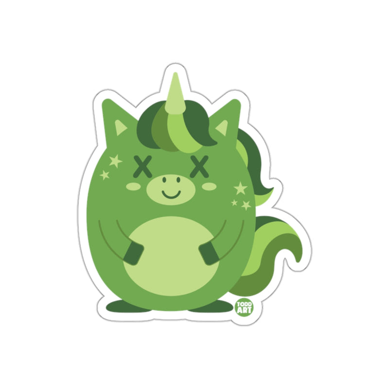 Load image into Gallery viewer, Cute Green Chubby Unicorn with Stars Sticker
