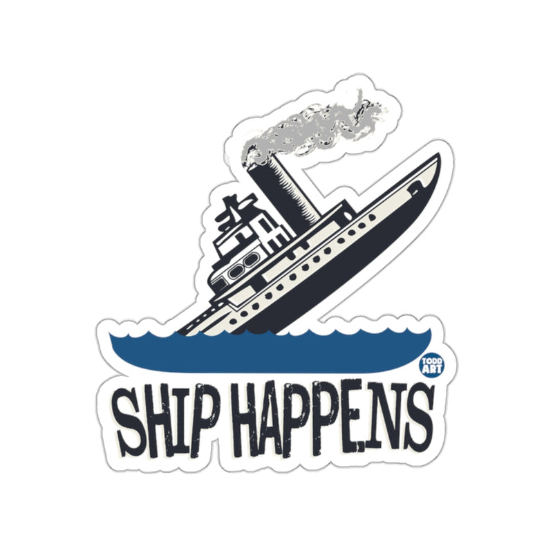 Load image into Gallery viewer, Humorous Ship Happens Sticker For Boat Lovers

