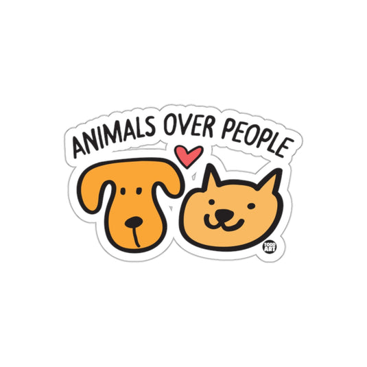 Animals Over People Cute Dog Cat Illustration Sticker