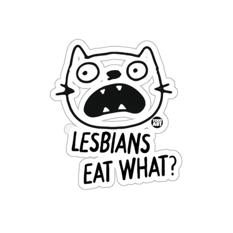 Load image into Gallery viewer, LESBIANS EAT WHAT? Funny Cat Sticker Art for Laptops
