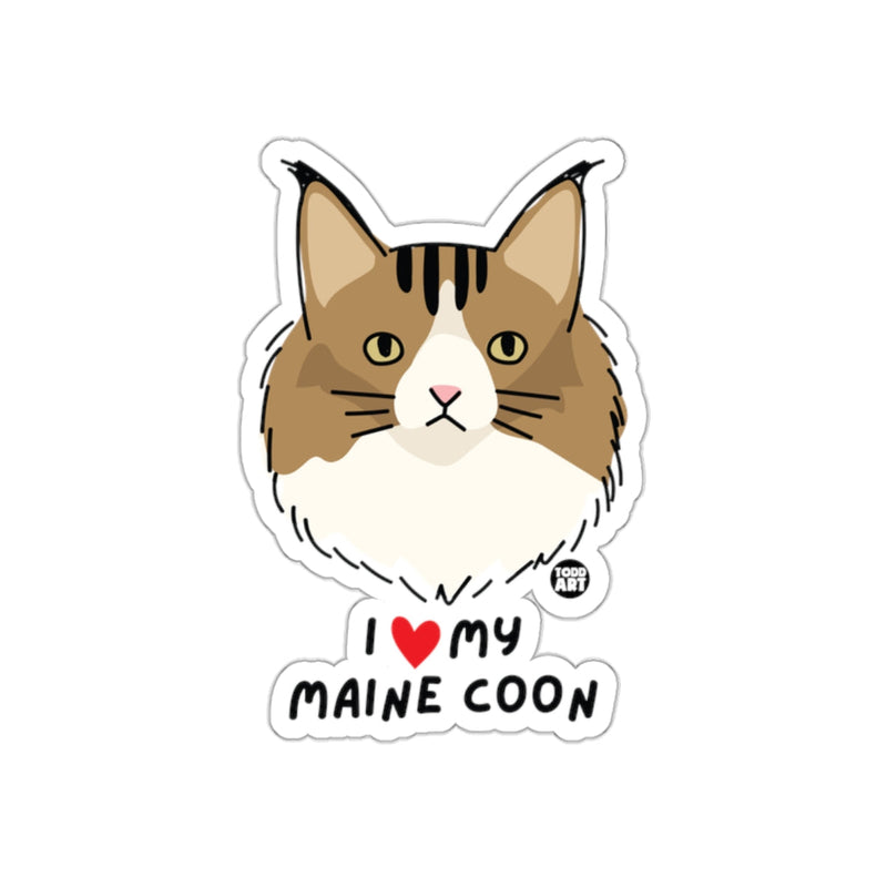 Load image into Gallery viewer, I Love My Maine Coon Cat Cute Illustration Design Sticker
