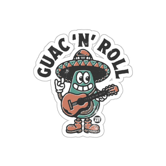 Guac 'N' Roll Cartoon Avocado Guitar Sticker