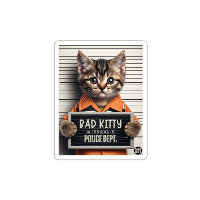 Load image into Gallery viewer, Kitten Police Dept Mugshot Behind Bars Bad Kitty sticker
