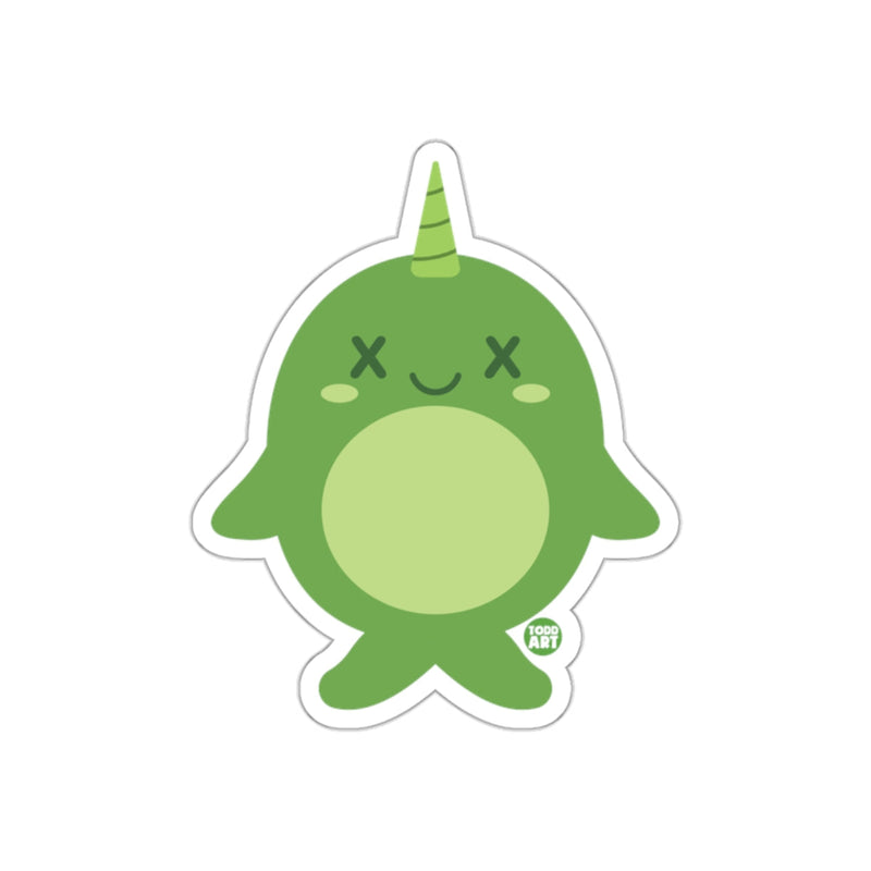 Load image into Gallery viewer, Cute Green Narwhal with Smile Sticker for Laptops Tablets
