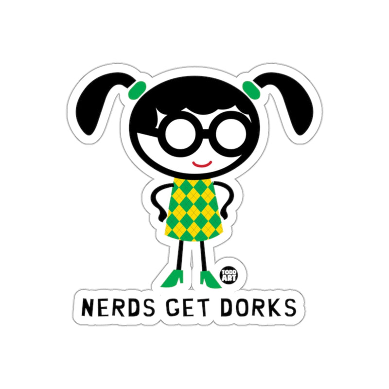 Load image into Gallery viewer, Nerds Get Dorks Illustration Sticker with Glasses
