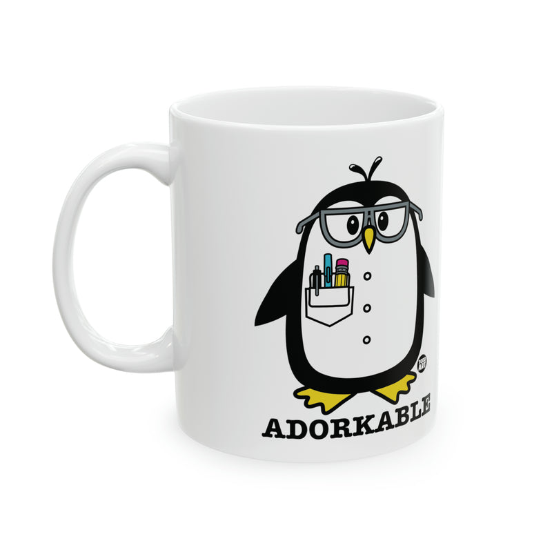 Load image into Gallery viewer, Adorkable Penguin 11oz White Mug, Cute Penguin Dork Mugs, Dorky Penguin Mugs
