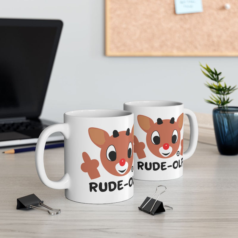 Load image into Gallery viewer, Funny Rude-Ol Reindeer Holiday Office Coffee Mug
