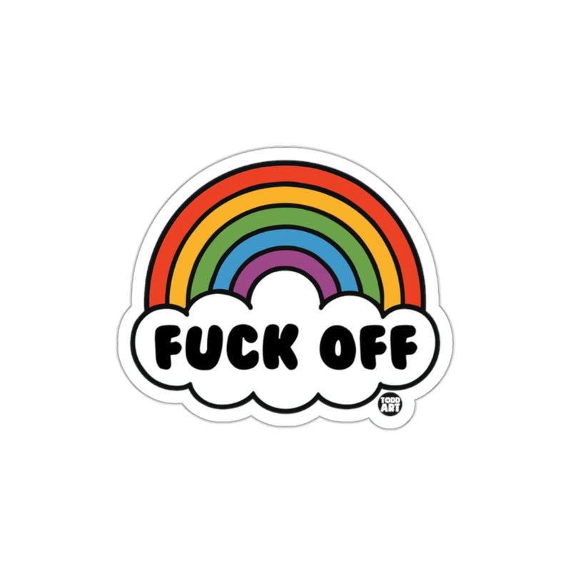 Load image into Gallery viewer, Rainbow Fuck Off Sticker with Bold Typography
