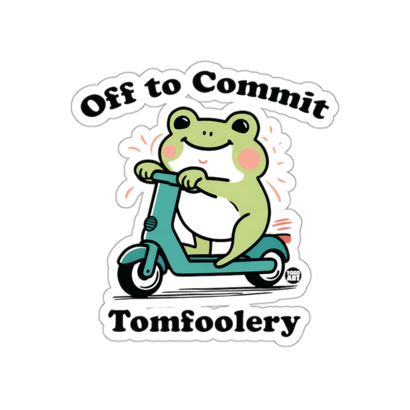 Load image into Gallery viewer, Off to Commit Tomfoolery Cute Frog Scooter Sticker
