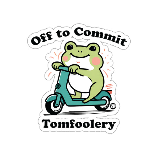 Off to Commit Tomfoolery Cute Frog Scooter Sticker