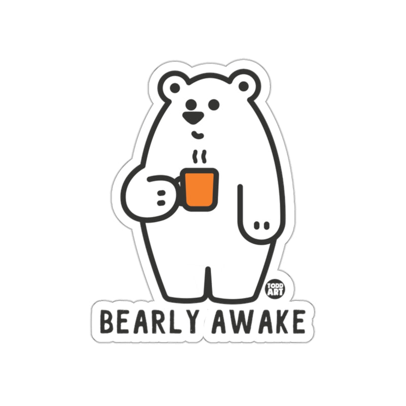 Load image into Gallery viewer, Bearly Awake Cute Bear Holding Coffee Sticker
