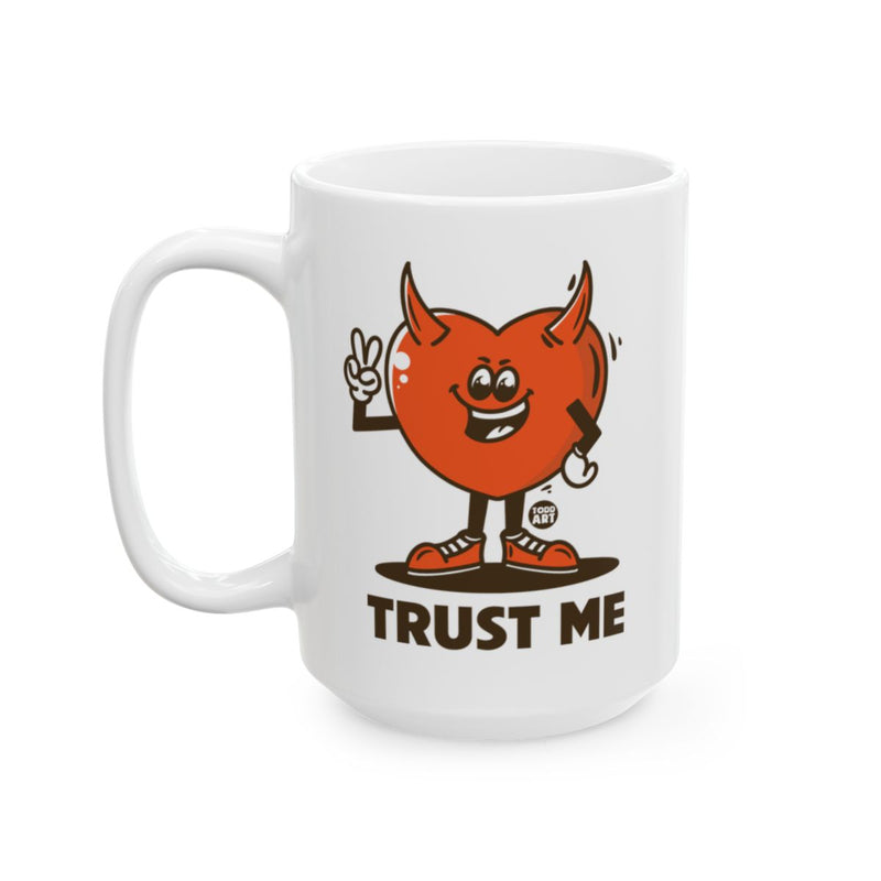 Load image into Gallery viewer, Trust Me Heart Character Mug with Peace Sign
