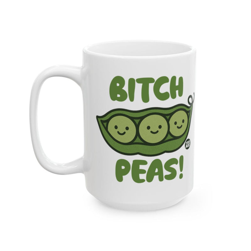 Load image into Gallery viewer, Funny Peas Pun Design Mug with Cute Pea Pod Faces

