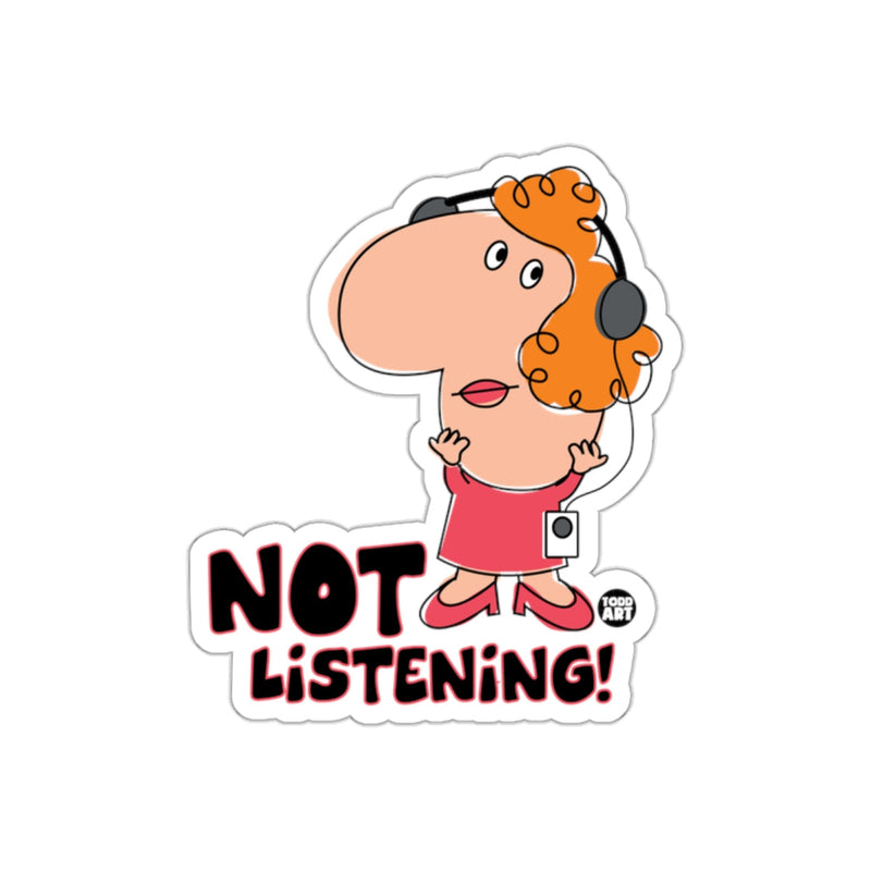 Load image into Gallery viewer, Not Listening Headphones Cartoon Sticker Sticker
