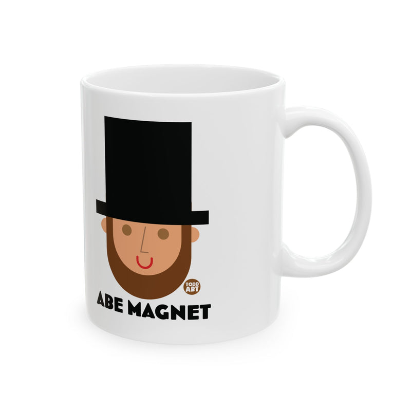 Load image into Gallery viewer, Abe Magnet 11oz White Mug, Abe Lincoln Joke Mugs, Funny Abraham Lincoln Emoji Mug
