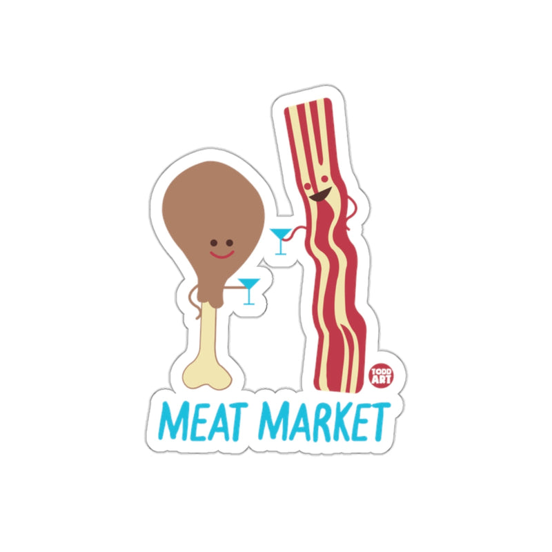 Load image into Gallery viewer, Cute Meat Market Sticker with Happy Bacon and Drumstick
