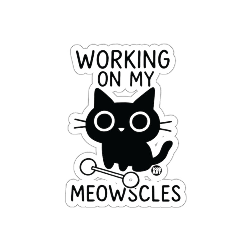 Load image into Gallery viewer, Working On My Meowscles Funny Workout Sticker Product
