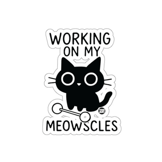 Working On My Meowscles Funny Workout Sticker Product