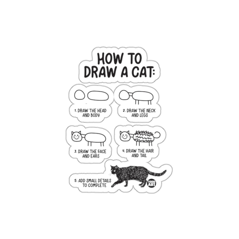 Load image into Gallery viewer, How to Draw a Cat Step-by-Step Instruction Sticker
