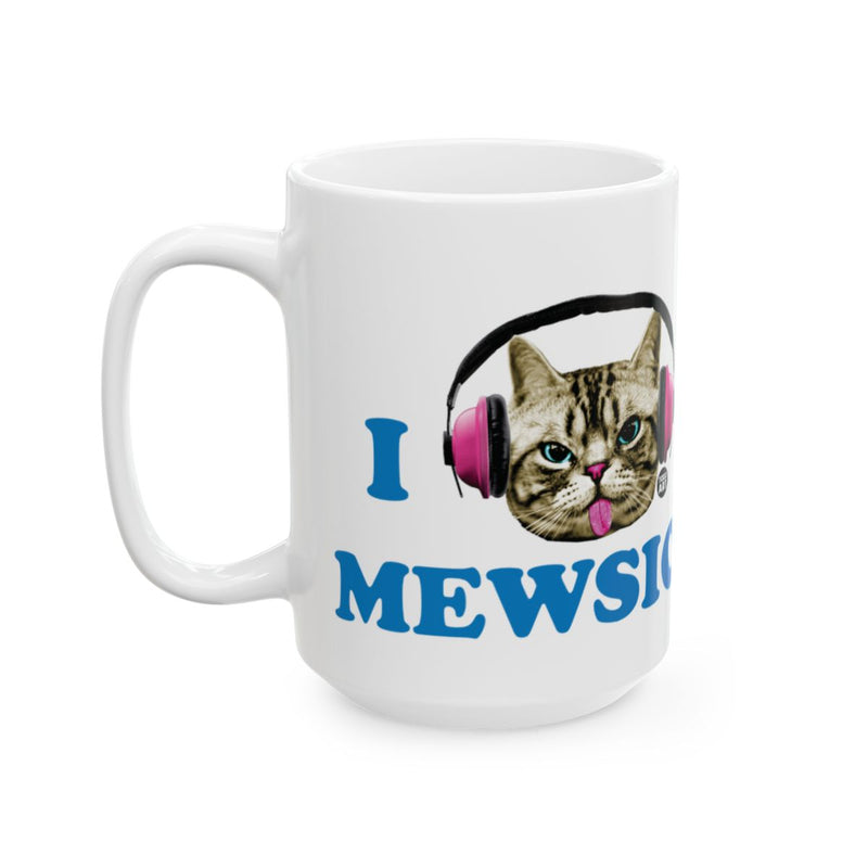Load image into Gallery viewer, I Love Mewsic Cat with Headphones Mug

