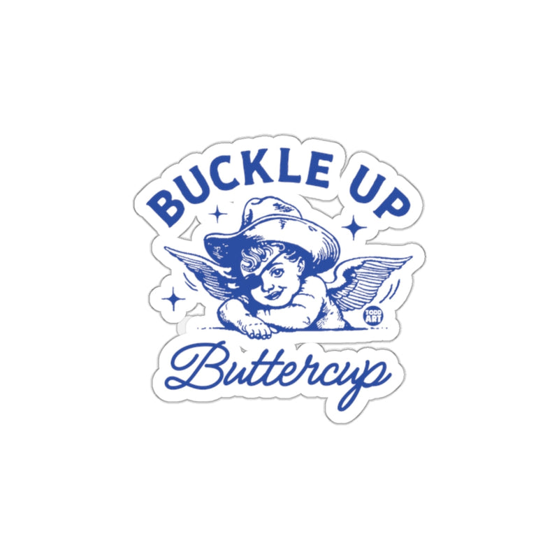 Load image into Gallery viewer, Buckle Up Buttercup Cowboy Cherub Art Sticker

