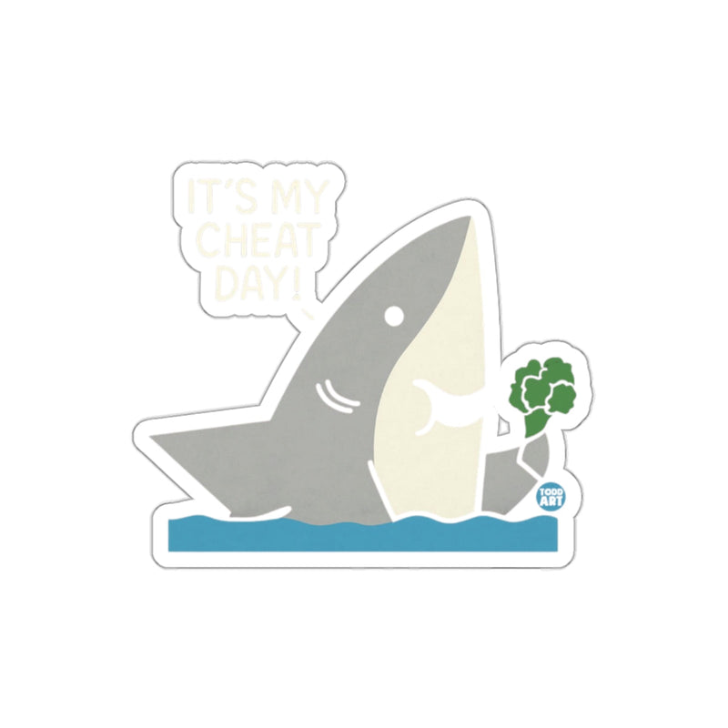 Load image into Gallery viewer, Shark With Broccoli Says Its My Cheat Day Funny sticker
