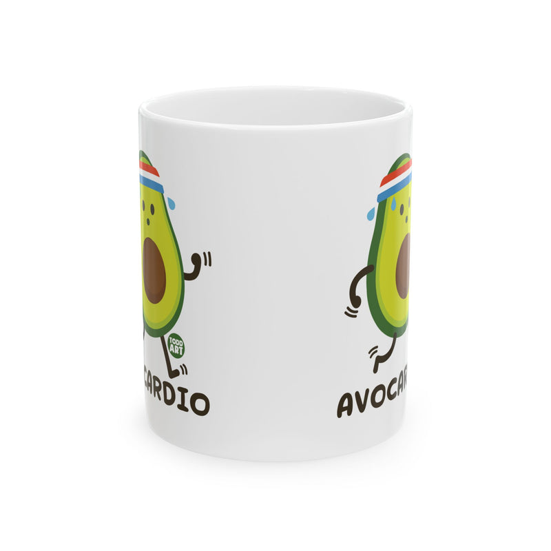 Load image into Gallery viewer, Avocardio Avocado Mug, Funny Avocado Mug, Funny Exercising Avocado Mug
