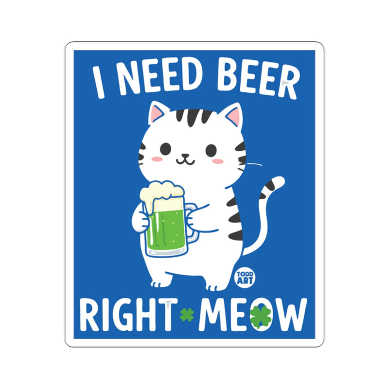 Load image into Gallery viewer, I Need Beer Right Meow Cute Cat Illustration Art Print
