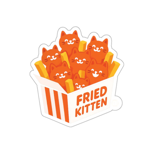 Adorable Fried Kitten Box Design Sticker for All Ages