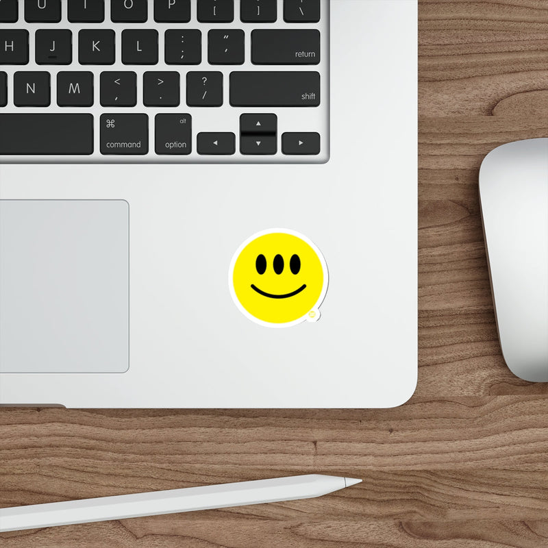 Load image into Gallery viewer, Yellow Smiley Face Sticker with Three Eyes Sticker
