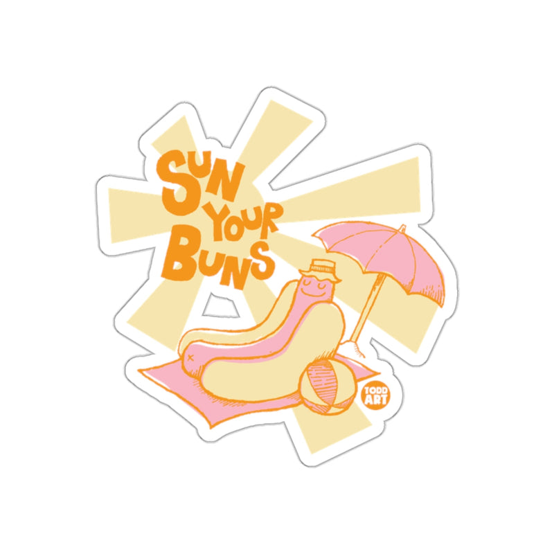 Load image into Gallery viewer, Sun Your Buns Hotdog with Umbrella Sticker
