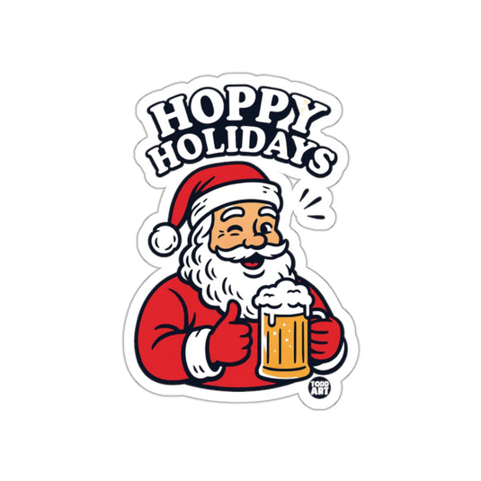 Hoppy Holidays Santa with Beer Sticker