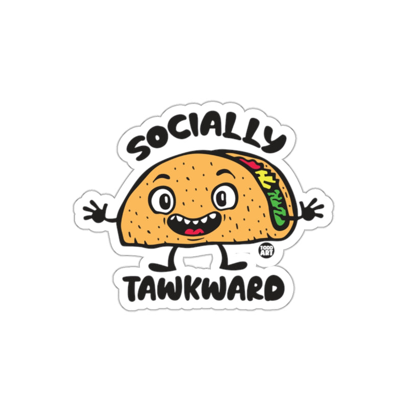 Load image into Gallery viewer, Socially TAWKWARD Smiling Taco Cartoon Sticker
