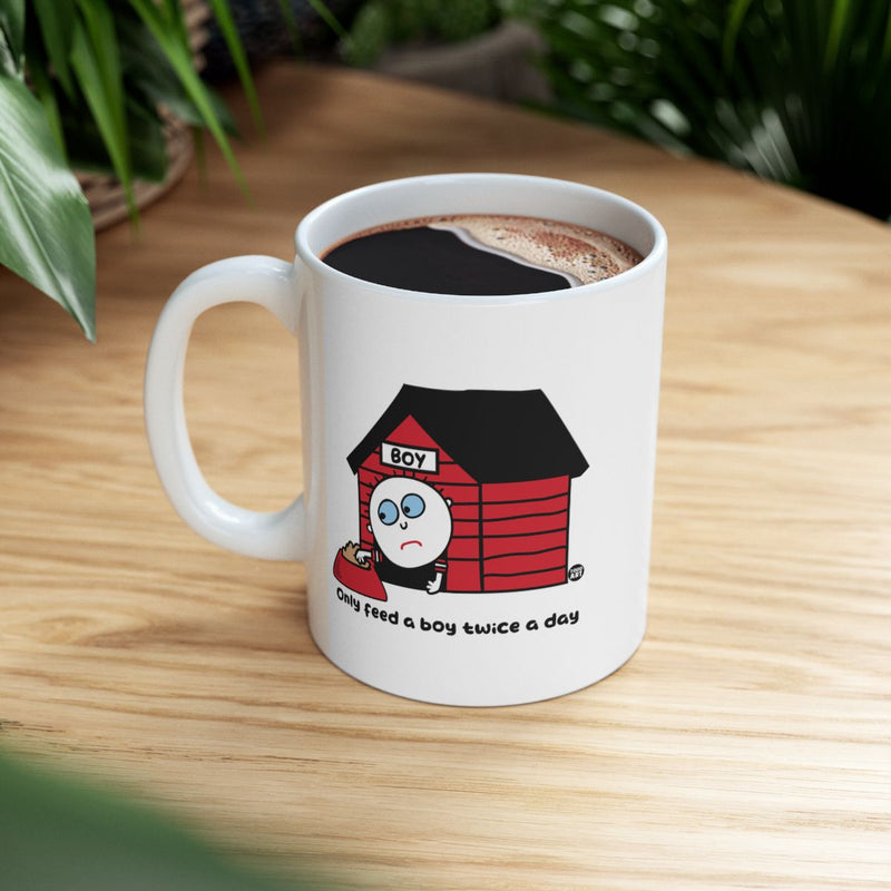 Load image into Gallery viewer, Boy Dog Design Coffee Mug Feed Twice a Day Trendy
