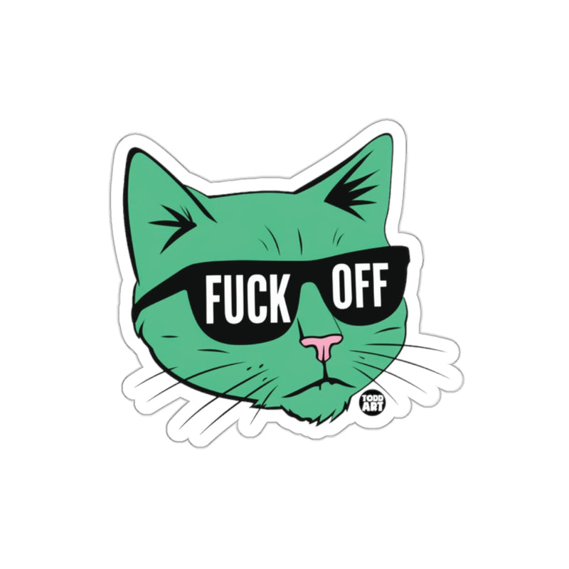 Load image into Gallery viewer, Cool Cat with Sunglasses F Off Sticker Funny Decor
