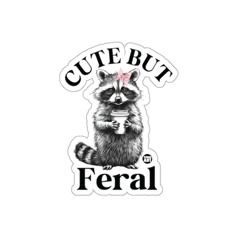 Load image into Gallery viewer, Cute But Feral Raccoon With Coffee Cup Funny Animal sticker
