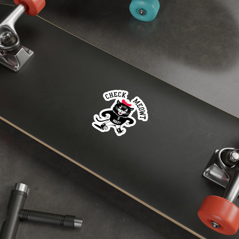 Load image into Gallery viewer, Check Meowt U Mad Funny Black Cat Sticker product
