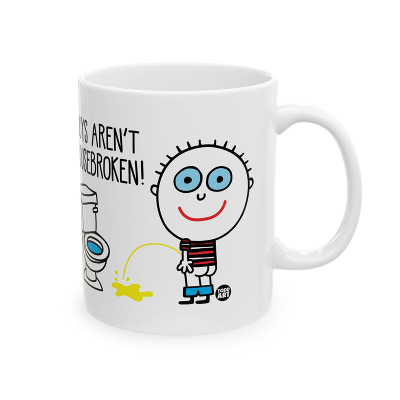 Load image into Gallery viewer, Boys Aren&#39;t Housebroken Coffee Mug, Funny Boys Are Stupid Mug
