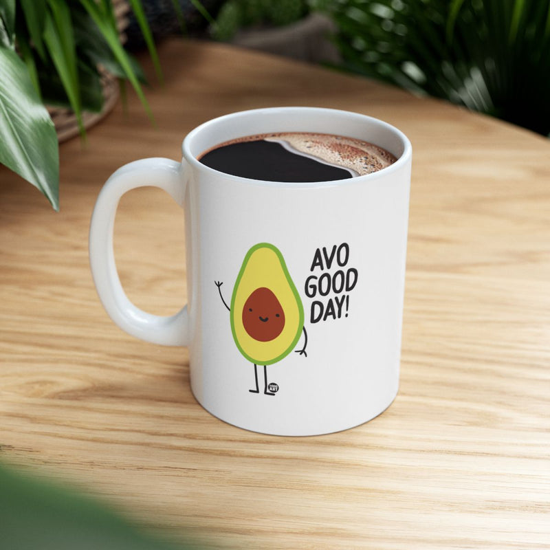 Load image into Gallery viewer, Avo Good Day White Mug with Cute Avocado Graphic
