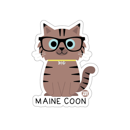 Cute Maine Coon Cat With Glasses Sticker Product