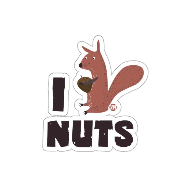 Load image into Gallery viewer, I Love Nuts with Squirrel and Nut Illustration sticker
