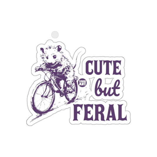 Cute But Feral Opossum on a Bike Design sticker