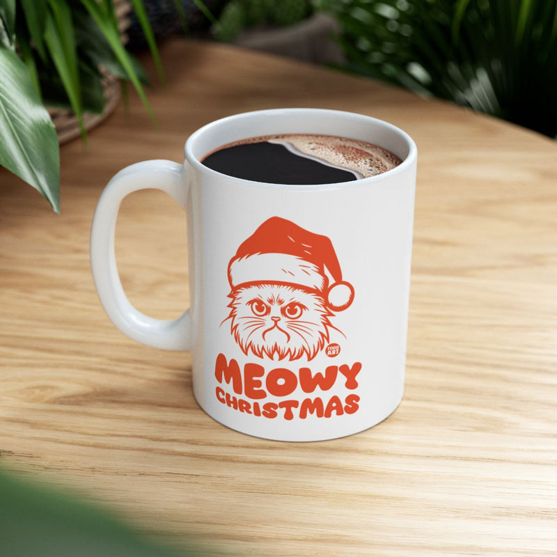 Load image into Gallery viewer, Meowy Christmas Cat with Santa Hat Festive Mug

