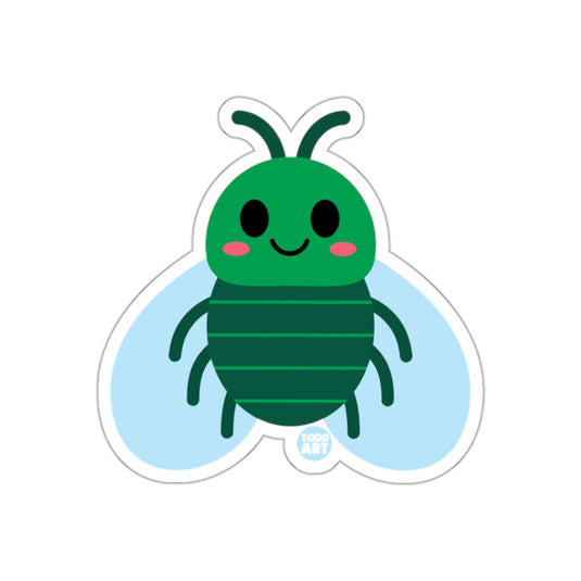 Cute Smiling Green Bug with Blue Wings Sticker