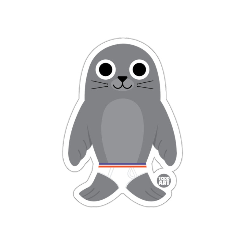 Load image into Gallery viewer, Cute Cartoon Gray Seal with Stripes Sticker
