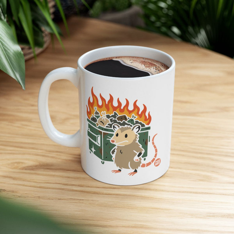 Load image into Gallery viewer, Cute Possum Dumpster Fire Mug for Coffee or Tea
